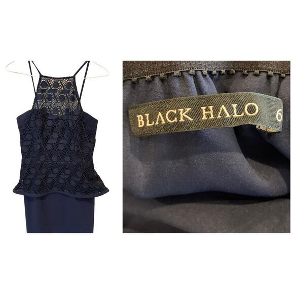Black Halo Corsica Lace Peplum Sheath Dress Size 6 - Picture 5 of 6